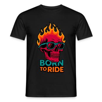 Born To Ride Flame Skull Design - Men's T-Shirt - black - Front - AI Model Male 178 light (178cm)