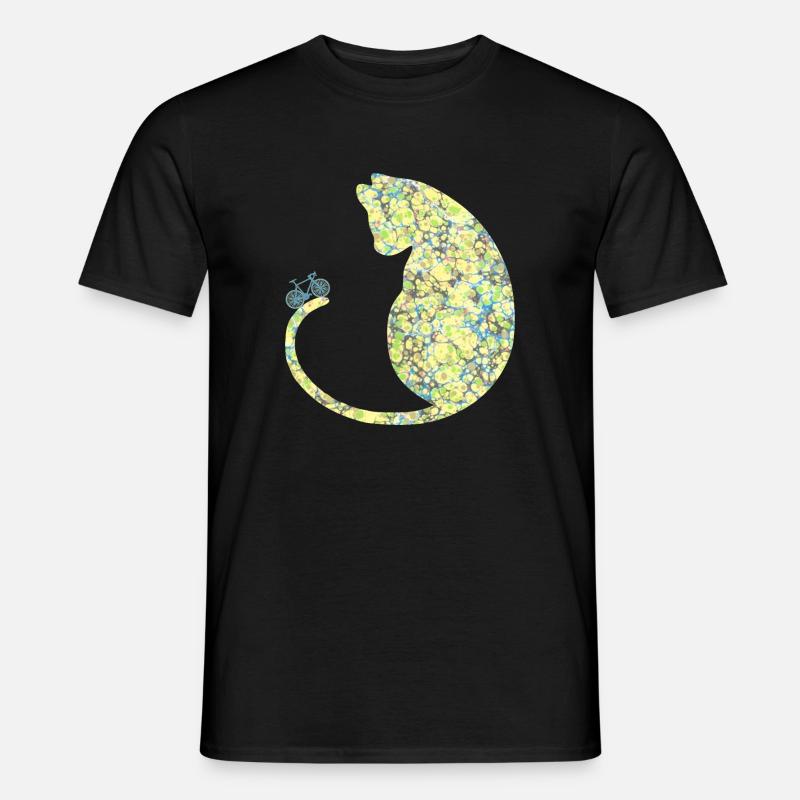 Chat avec vélo E 219 - T-shirt homme - noir