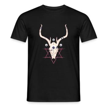 skull deer - Men's T-Shirt - black - Front - AI Model Male 178 light (178cm)