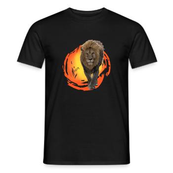 Lion, Löwe, Sonnenuntergang, Afrika, Wildnis - Männer T-Shirt - Schwarz - Vorne - AI Model Male 178 light (178cm)