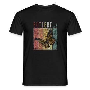 Retro Butterfly Schmetterling - Männer T-Shirt - Schwarz - Vorne - AI Model Male 178 light (178cm)