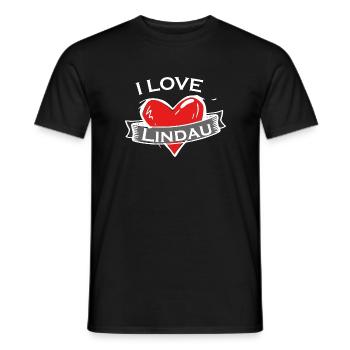 Lindau - Ich liebe Stadtnamen in Tattoo Stil - Männer T-Shirt - Schwarz - Vorne - AI Model Male 178 light (178cm)
