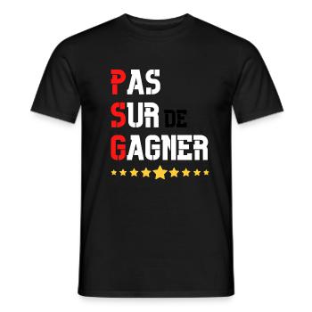 Pas sur de gagner, humour football paris - T-shirt homme - noir - Devant - AI Model Male 178 light (178cm)