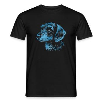 Teckel à poil dur teckel à poil dur dessin tête bleu - T-shirt homme - noir - Devant - AI Model Male 178 light (178cm)