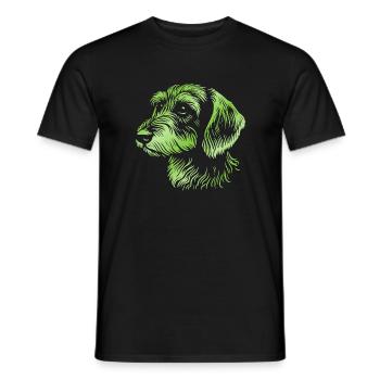 teckel à poil dur teckel à poil dur dessin tête vert - T-shirt homme - noir - Devant - AI Model Male 178 light (178cm)