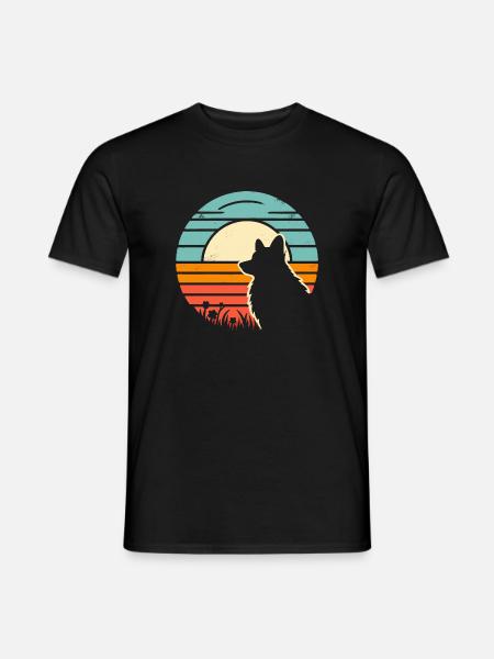 Corgi Vintage Sunset - Männer T-Shirt - Schwarz