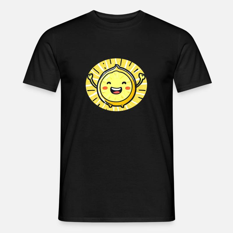 Fröhliche Zitrone - Männer T-Shirt - Schwarz