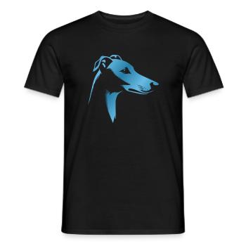 Greyhound Greyhound, Dog Head, Blue Drawing - Men's T-Shirt - black - Front - AI Model Male 178 light (178cm)