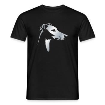 Greyhound Greyhound, Dog Head, Silver Drawing - Men's T-Shirt - black - Front - AI Model Male 178 light (178cm)