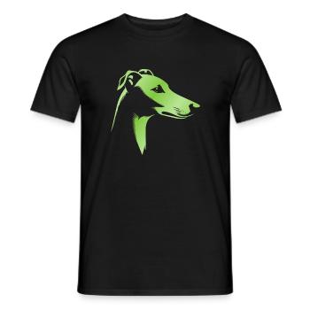 Greyhound Greyhound, Dog Head, Drawing Green - Men's T-Shirt - black - Front - AI Model Male 178 light (178cm)