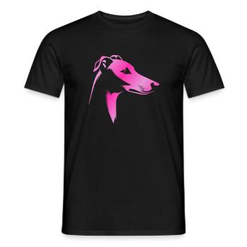 Greyhound greyhound, dog head, pink drawing - Men's T-Shirt - black - Front - AI Model Male 178 light (178cm)