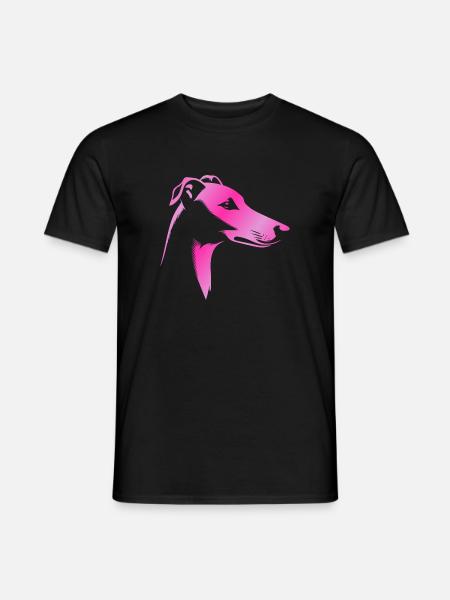 Windhund Greyhound, Hundekopf, Zeichnung pink - Männer T-Shirt - Schwarz
