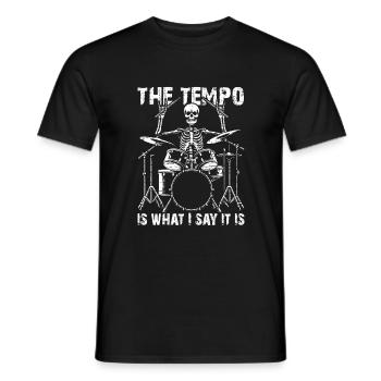 Squelette de crâne de batteur sur la batterie - T-shirt homme - noir - Devant - AI Model Male 178 light (178cm)