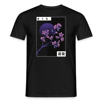 VAPORWAVE CHERRY BLOSSOM Kirschblüte Geschenk - Männer T-Shirt - Schwarz - Vorne - AI Model Male 178 light (178cm)