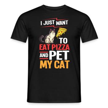 Pizza Katze Essen Pizzeria Italienisch Kätzchen - Männer T-Shirt - Schwarz - Vorne - AI Model Male 178 light (178cm)