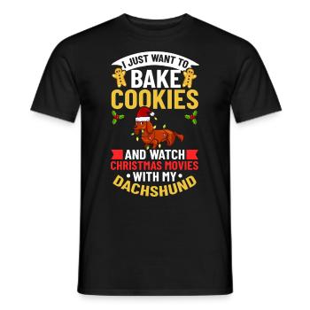 Doxie Dachshund Dackel Teckel Hund Weihnachten - Männer T-Shirt - Schwarz - Vorne - AI Model Male 178 light (178cm)