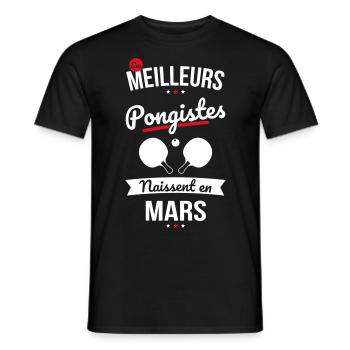 Les meilleurs pongistes naissent en Mars - T-shirt homme - noir - Devant - AI Model Male 178 light (178cm)