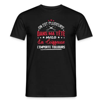 Coiffeuse Humour Plusieurs Dans Ma Tête Droles - T-shirt homme - noir - Devant - AI Model Male 178 light (178cm)