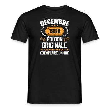 Anniversaire Cadeau Millésime Décembre 1968 - 196 - T-shirt homme - noir - Devant - AI Model Male 178 light (178cm)