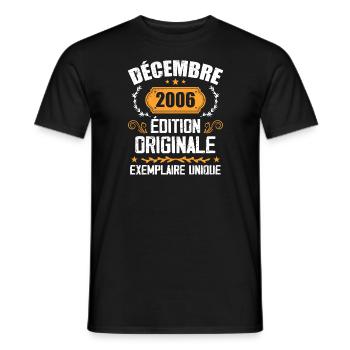 Anniversaire Cadeau Millésime Décembre 2006 - 200 - T-shirt homme - noir - Devant - AI Model Male 178 light (178cm)