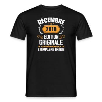 Anniversaire Cadeau Millésime Décembre 2019 - 201 - T-shirt homme - noir - Devant - AI Model Male 178 light (178cm)