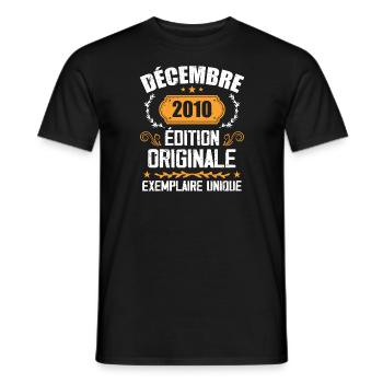 Anniversaire Cadeau Millésime Décembre 2010 - 201 - T-shirt homme - noir - Devant - AI Model Male 178 light (178cm)