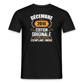 Anniversaire Cadeau Millésime Décembre 2014 - 201 - T-shirt homme - noir - Devant - AI Model Male 178 light (178cm)