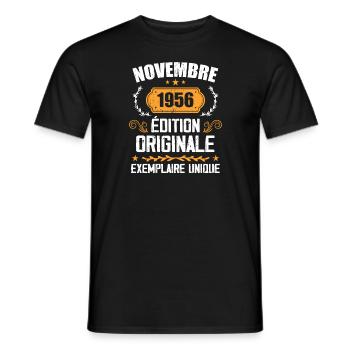 Cadeau D'anniversaire En Novembre 1956 - 1956 - T-shirt homme - noir - Devant - AI Model Male 178 light (178cm)