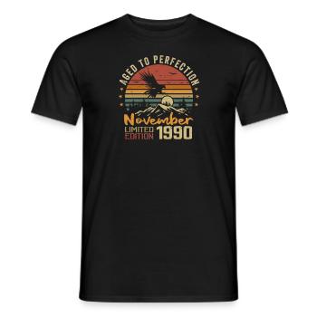 The legends were born in November 1990 - 1990 - Men's T-Shirt - black - Front - AI Model Male 178 light (178cm)