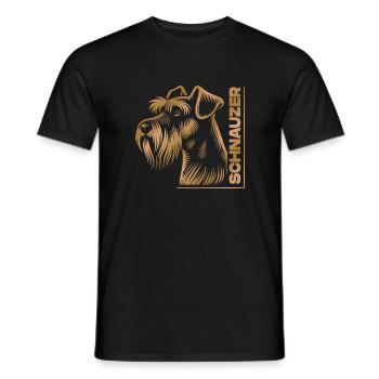 Portrait de Schnauzer dessin tête or - T-shirt homme - noir - Devant - AI Model Male 178 light (178cm)