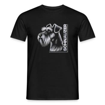 Schnauzer Portrait dessin tête argent - T-shirt homme - noir - Devant - AI Model Male 178 light (178cm)