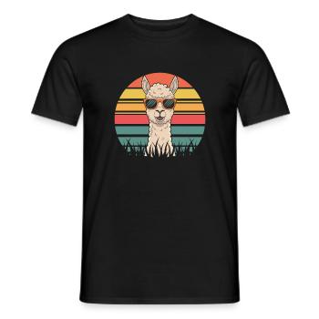 Lama d’alpaga frais - T-shirt homme - noir - Devant - AI Model Male 178 light (178cm)