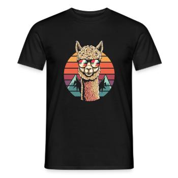 Cooles Alpaka mit Sonnenbrille - Männer T-Shirt - Schwarz - Vorne - AI Model Male 178 light (178cm)