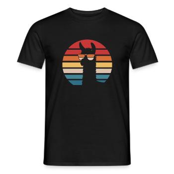 Cooles Alpaka mit Sonnenbrille - Männer T-Shirt - Schwarz - Vorne - AI Model Male 178 light (178cm)