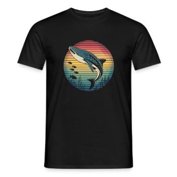 Rétro baleine requin requin mer océan animaux marins - T-shirt homme - noir - Devant - AI Model Male 178 light (178cm)
