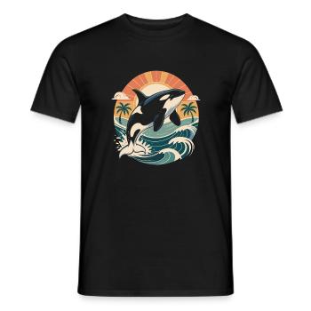 Vintage Orca Créatures de la mer Baleine de mer Orque - T-shirt homme - noir - Devant - AI Model Male 178 light (178cm)