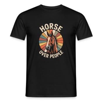 Horses Over People Horse Horse Sayings Rider - Men's T-Shirt - black - Front - AI Model Male 178 light (178cm)