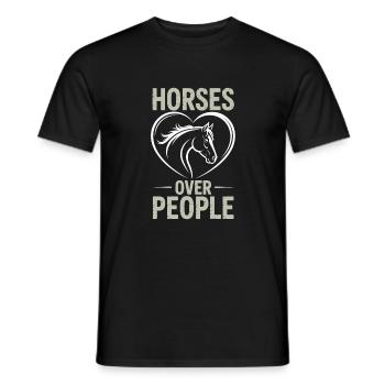 Horses Over People Heart Horses Horse Sayings - Men's T-Shirt - black - Front - AI Model Male 178 light (178cm)