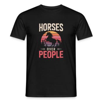 Horses Over People Horse Horse Sayings Rider - Men's T-Shirt - black - Front - AI Model Male 178 light (178cm)