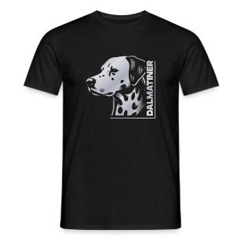 Dalmatien Portrait Dessin Tête Argent - T-shirt homme - noir - Devant - AI Model Male 178 light (178cm)
