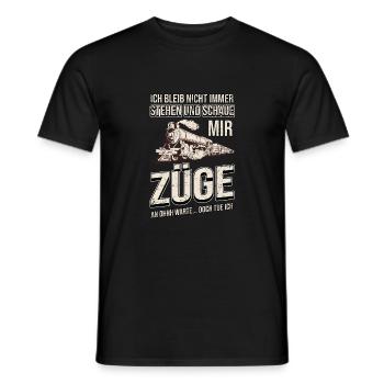 Zug Züge Eisenbahn Lok Dampflok Modelleisenbahn - Männer T-Shirt - Schwarz - Vorne - AI Model Male 178 light (178cm)