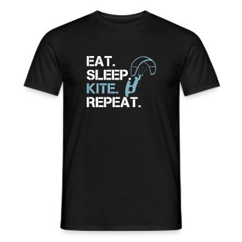 Kitesurfer Eat Sleep Kite Repeat - Men's T-Shirt - black - Front - AI Model Male 178 light (178cm)