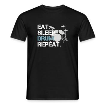 Schlagzeug Eat Sleep Drum Repeat Drums - Men's T-Shirt - black - Front - AI Model Male 178 light (178cm)