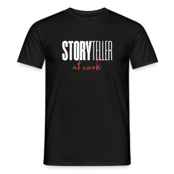 Conteur au travail - T-shirt homme - noir - Devant - AI Model Male 178 light (178cm)