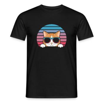 Tabby Orange Cat With Sunglasses - Men's T-Shirt - black - Front - AI Model Male 178 light (178cm)