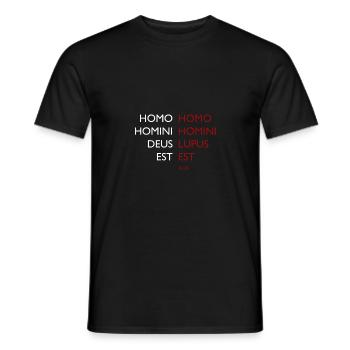 homo homini lupus is - Men's T-Shirt - black - Front - AI Model Male 178 light (178cm)