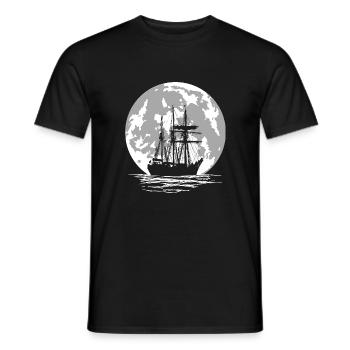 pirate ship and full moon - Men's T-Shirt - black - Front - AI Model Male 178 light (178cm)