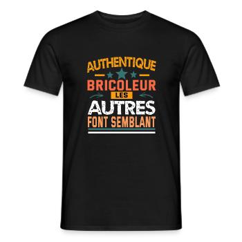 authentique bricoleur - T-shirt homme - noir - Devant - AI Model Male 178 light (178cm)