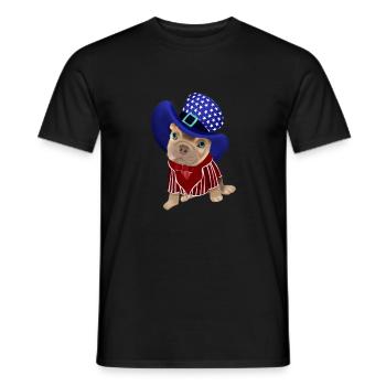 French Bulldog Loves America - Men's T-Shirt - black - Front - AI Model Male 178 light (178cm)