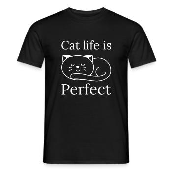 Cat life is Perfect - Men's T-Shirt - black - Front - AI Model Male 178 light (178cm)